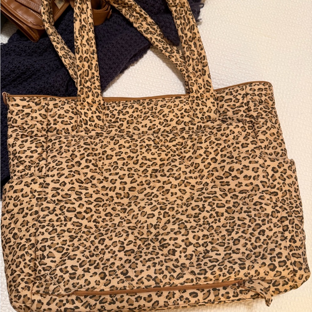 BEIS Tan Leopard Print Tote Bag/Diaper Bag - Picture 2 of 5